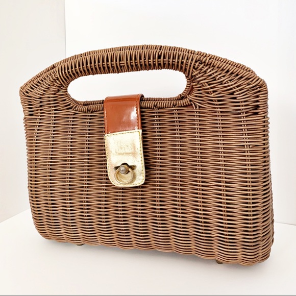 Handbags - Waves Vintage Inspired Basket Weave Clutch Bag